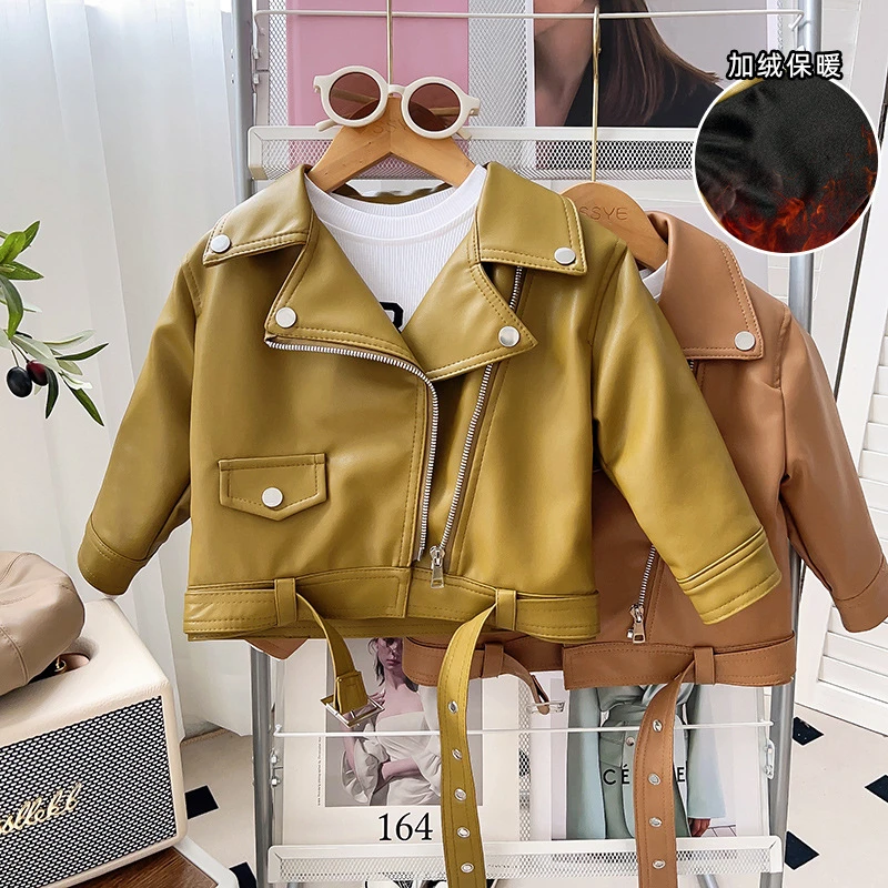 【优米】女童秋冬新款儿童加绒加厚皮衣冬装保暖外套TW058