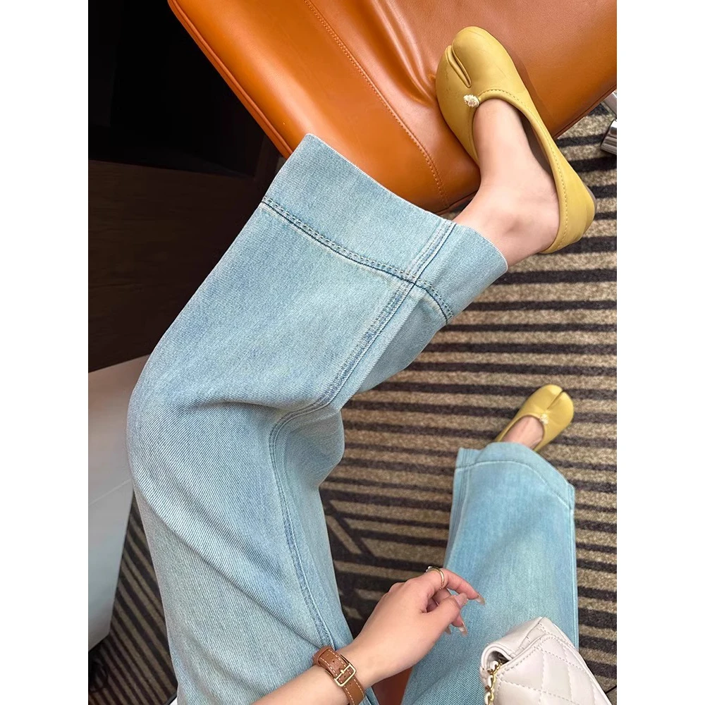 直筒牛仔裤女2025新款秋装爆款高腰宽松显瘦小个子九分阔腿裤子