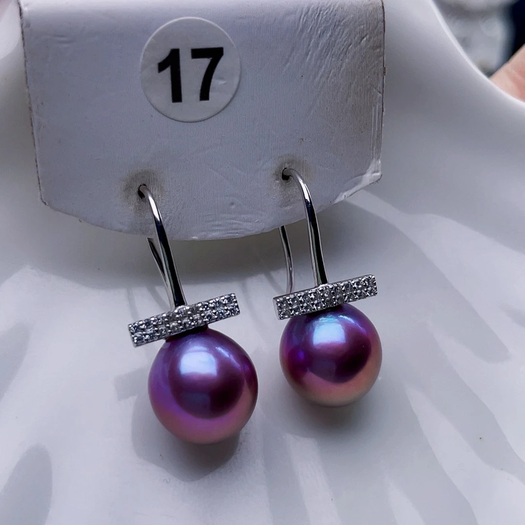 淡水珍珠耳饰银S925镶嵌沫*柒