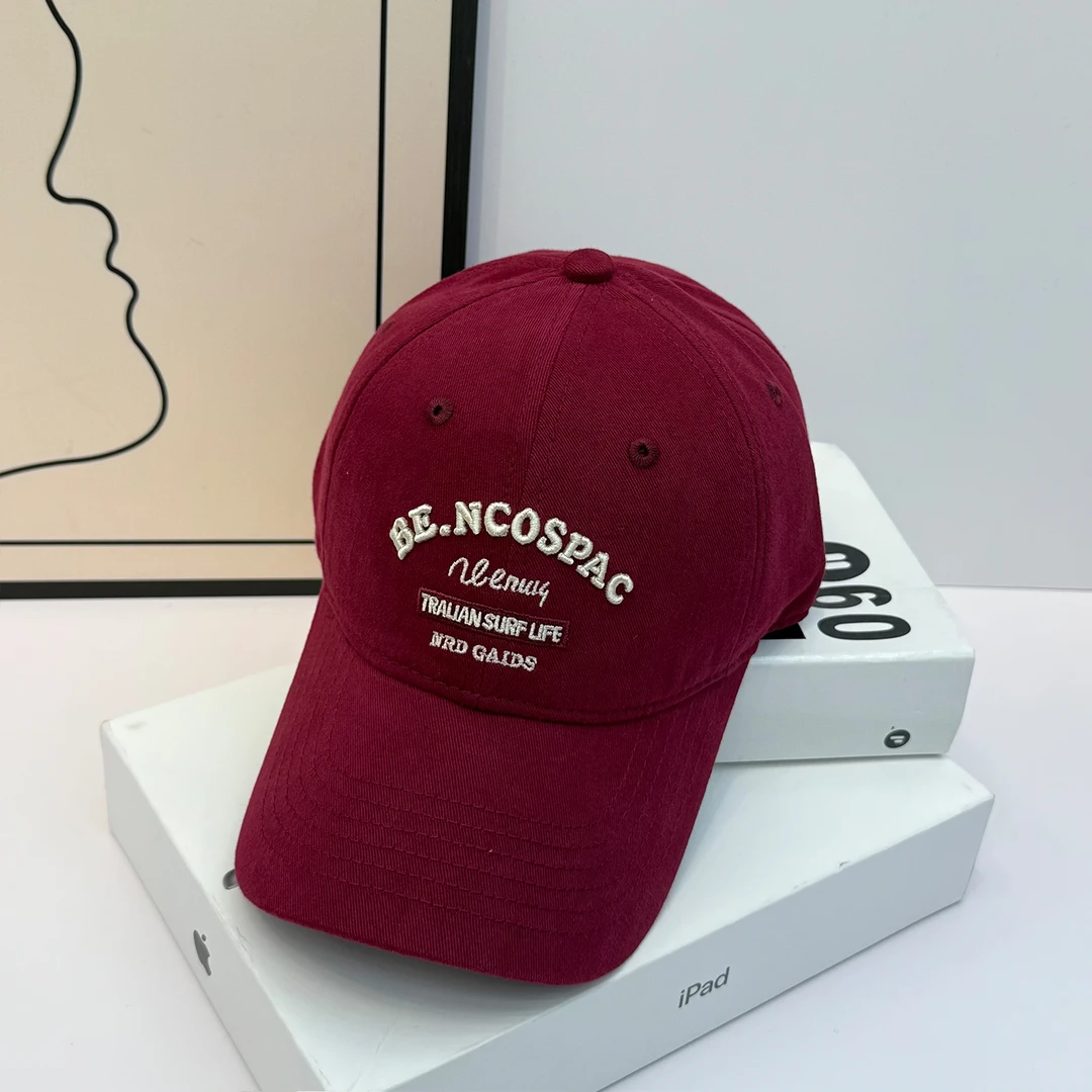 鸭舌帽女2025新款春夏百搭显脸小大头围BE字母刺绣宽檐软顶棒球帽