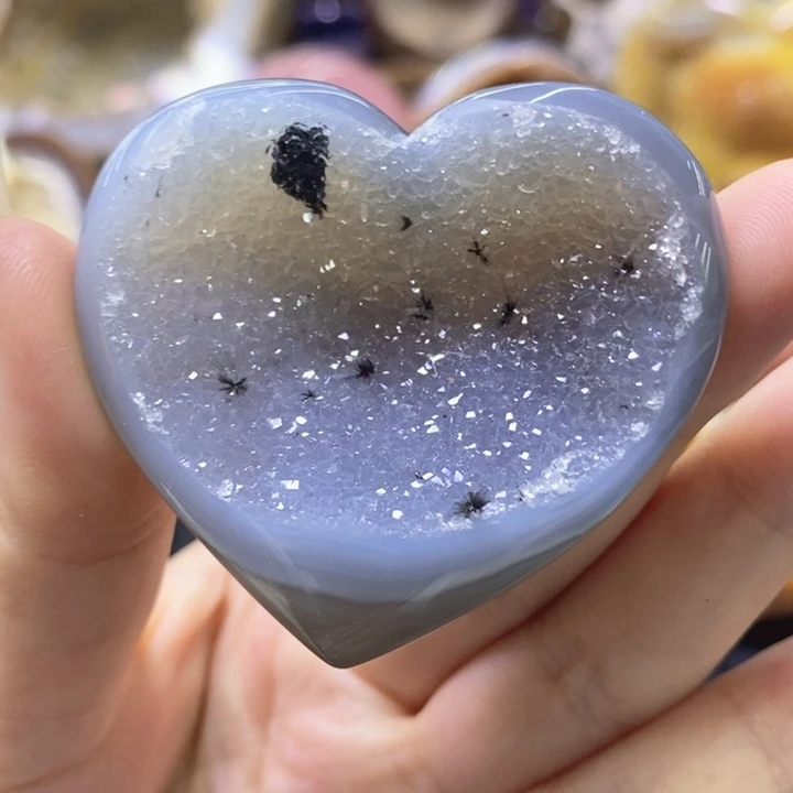 未镶嵌珠宝半成品紫晶蓝晶爱心