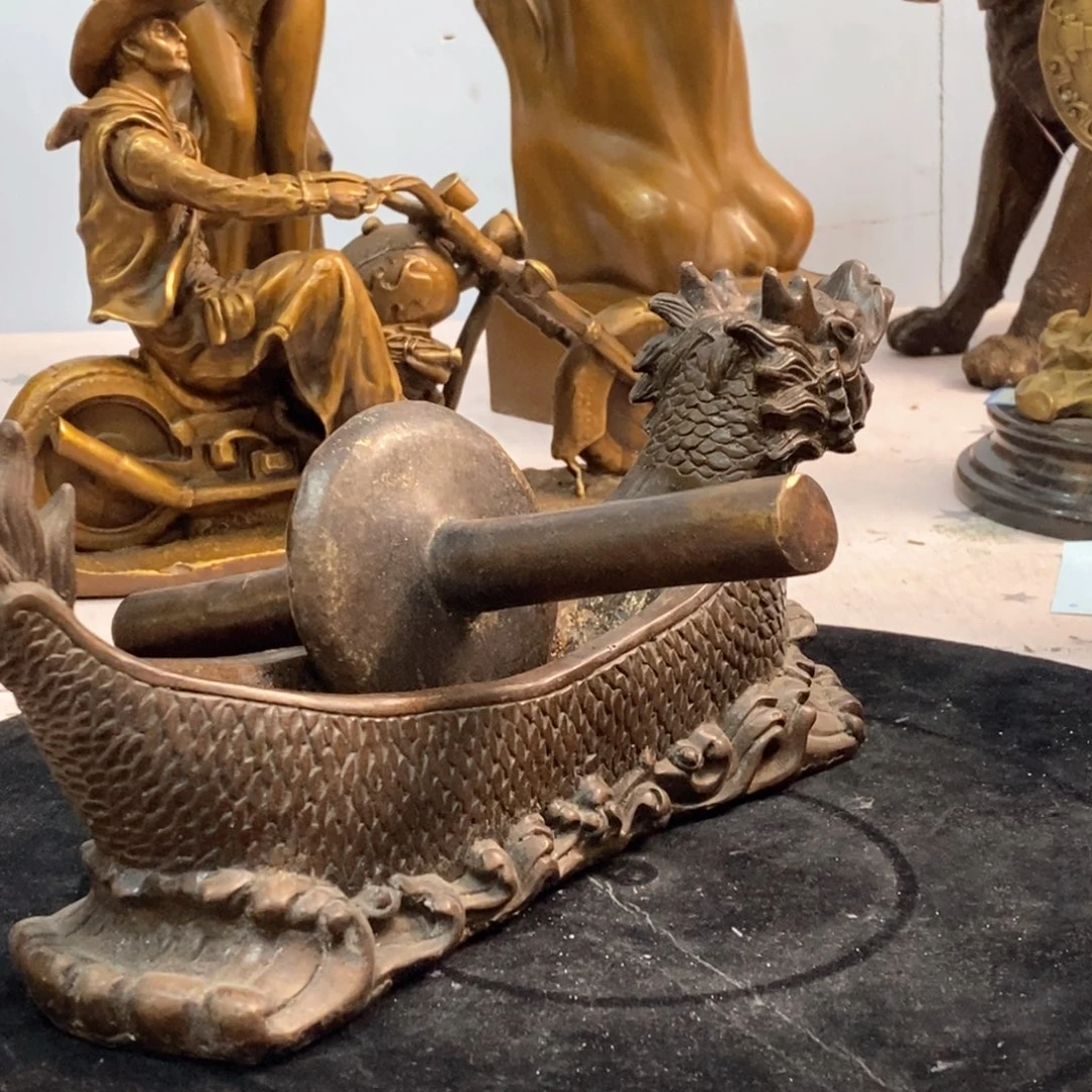 黄铜材质，捣药摆件