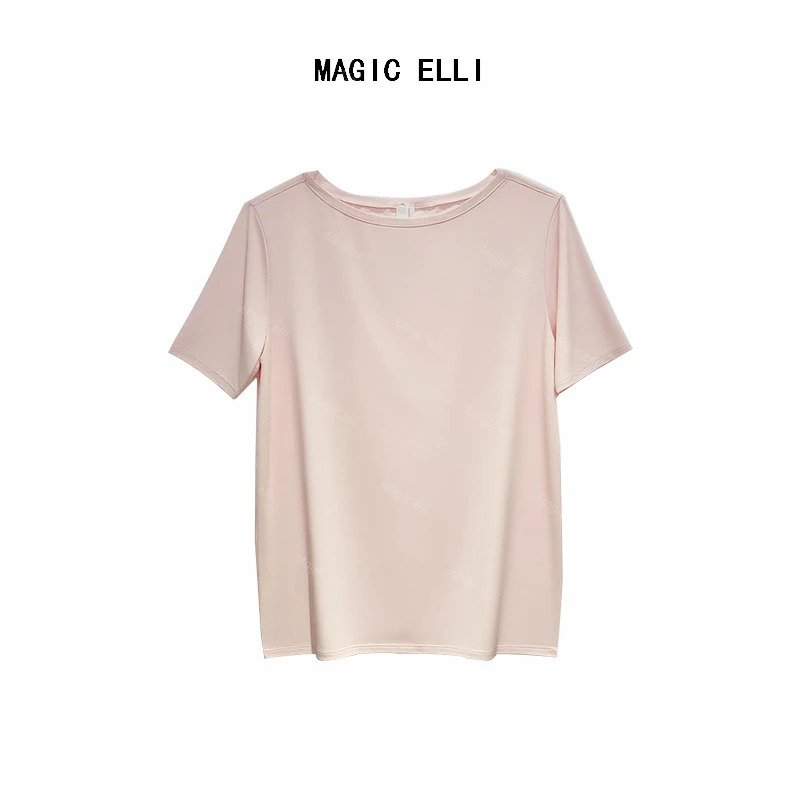 裸感舒适！lu纯色短袖t恤女夏季天丝棉混纺轻薄舒适运动通勤上衣