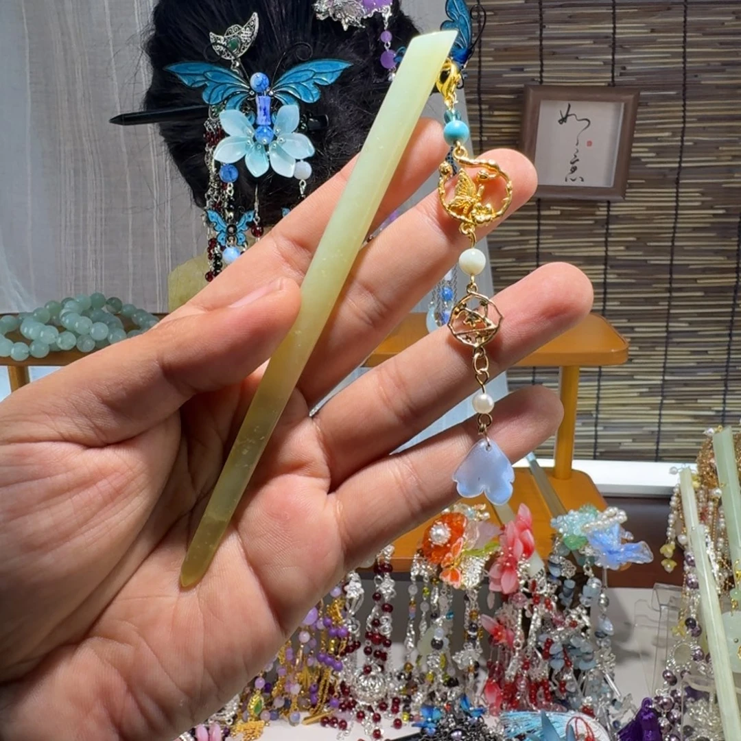 蛇纹石玉合金发饰