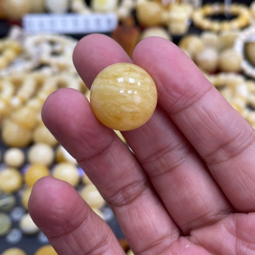 琥珀珠宝奇石未镶嵌18.9mm瑕疵虎皮