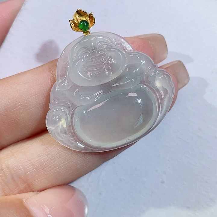 颈饰18K金镶嵌翡翠佛公