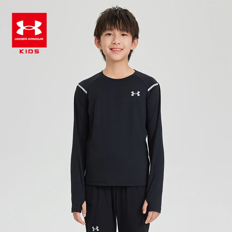 安德玛儿童Under Armour/儿童休闲透气针织圆领户外长袖T恤243124