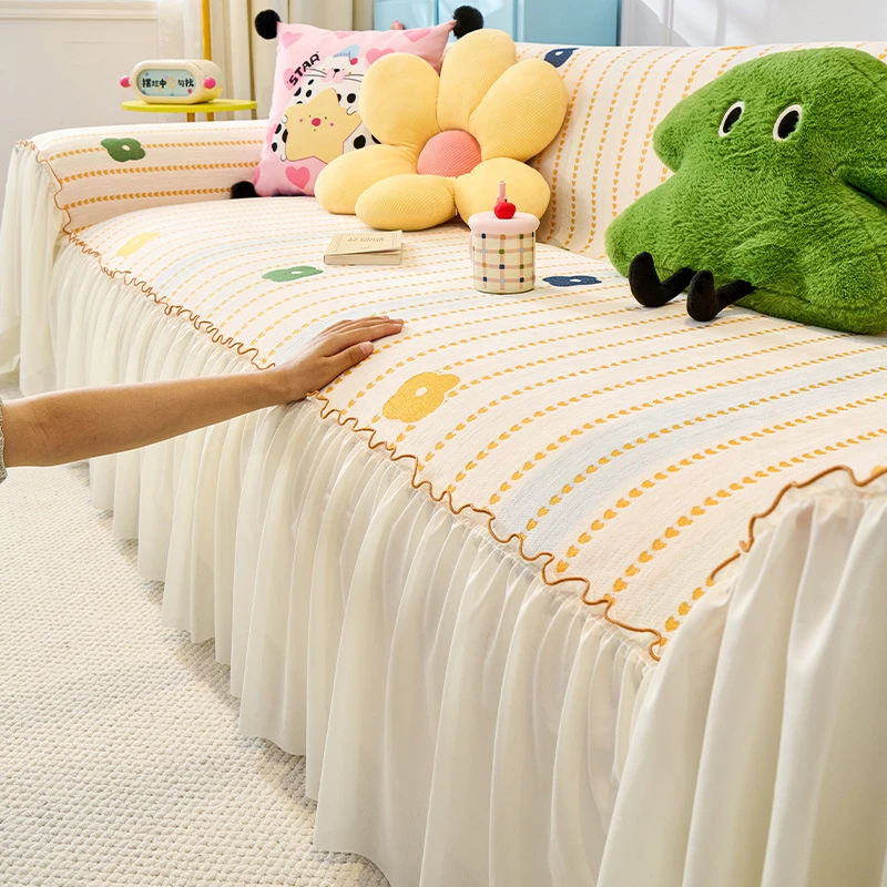 2025新款沙发套罩四季通用一整张全盖沙发巾奶油风雪尼尔沙发盖布