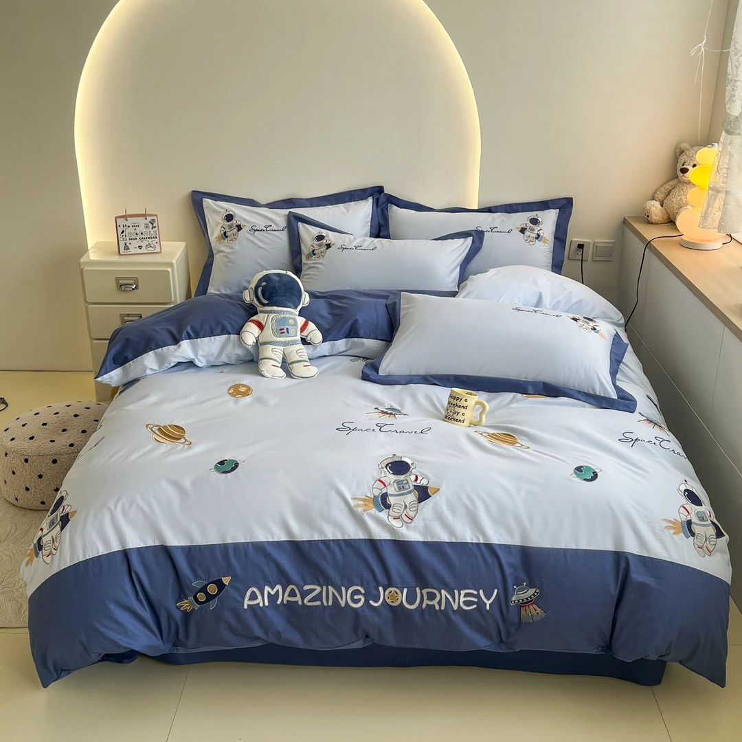 我的太空梦 四季款全棉男孩被套四件套 舒适新疆棉儿童三件套床品