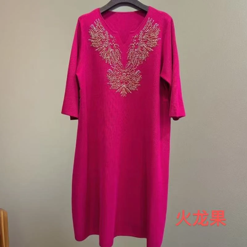 9909新款显瘦韩版宽松妈妈装遮肚洋气款气质裙轻熟风上档次连衣裙