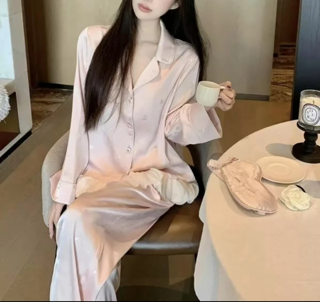 【晓晓】家居服套装设计感纯色长袖小众休闲薄款气质春季睡衣宽松