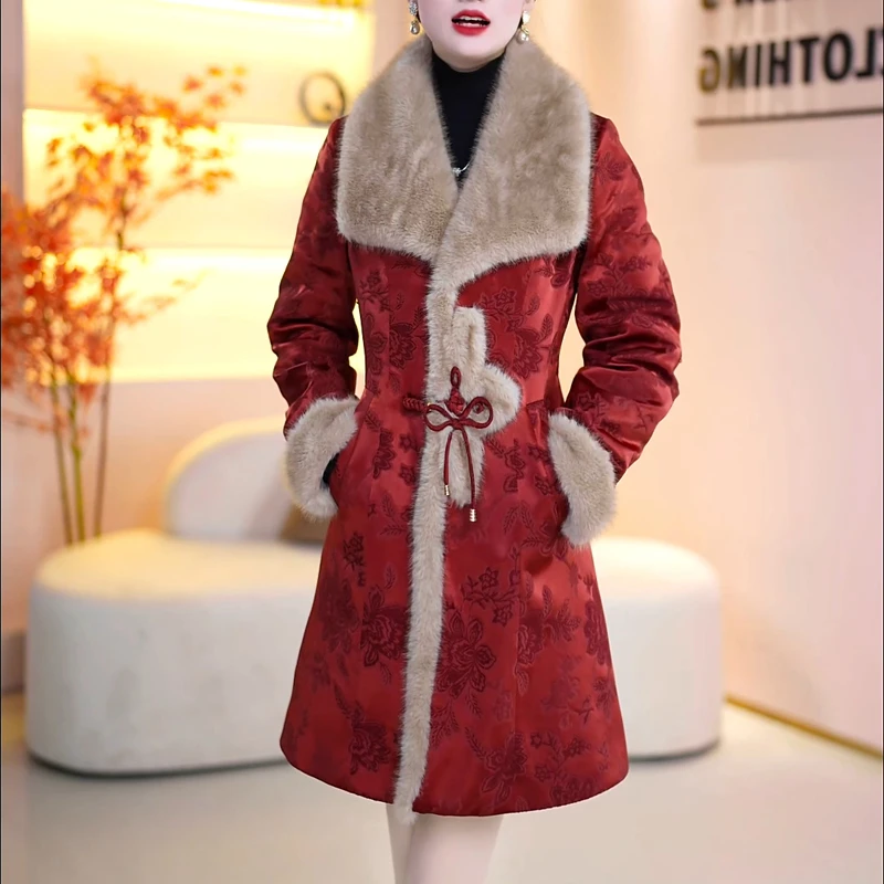 新中式毛领高端羽绒服女2025冬季新款加厚保暖显瘦百搭中长款外套