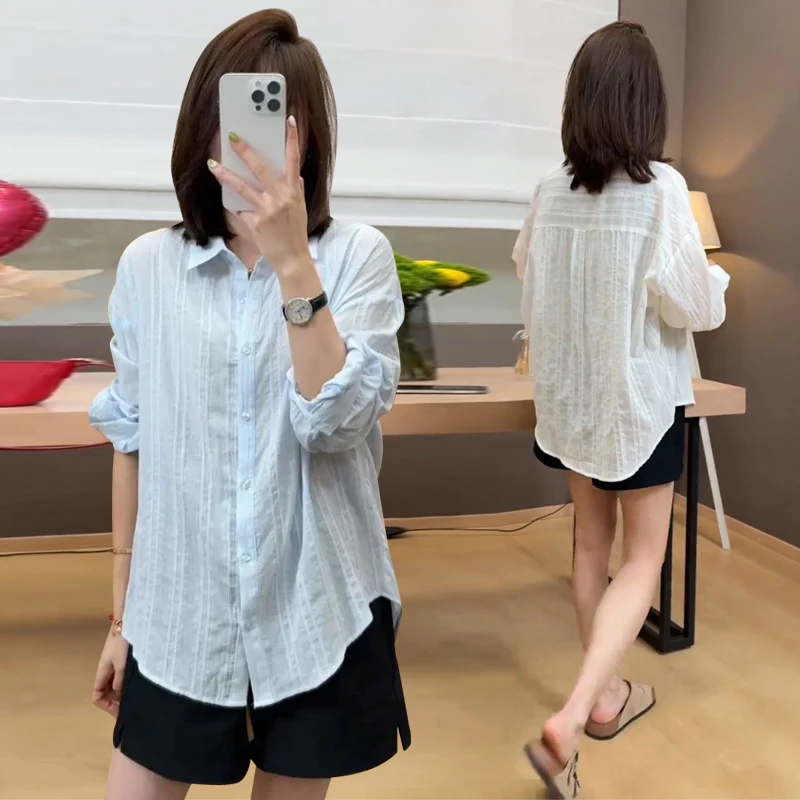 肌理感垂感设计感防晒衣衬衫上衣女2025夏季新款休闲简约薄款开衫