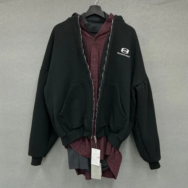 全新未使用 Balenciaga/巴黎世家 双环刺绣logo真三件外套/带吊2