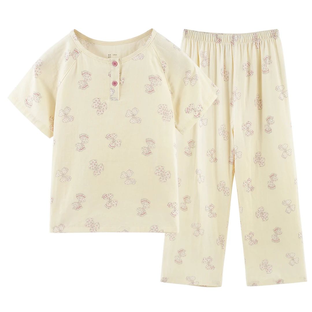 【Bubbles】25款儿童双层纱全棉短袖长裤印花家居服纯棉透气亲肤