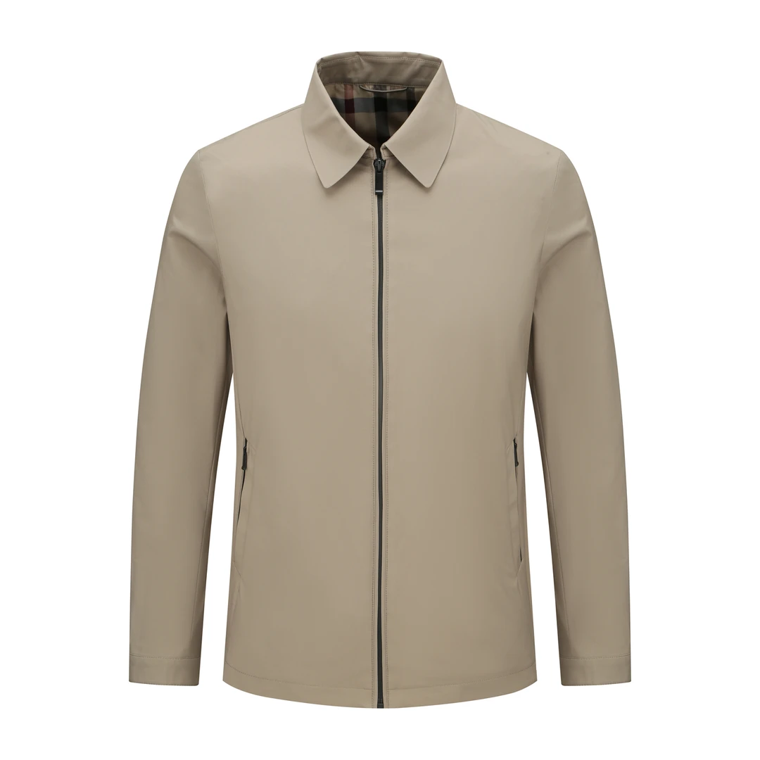 H1235男士高级短款翻领夹克 舒适防风雨通勤风春秋外套商务爸爸装