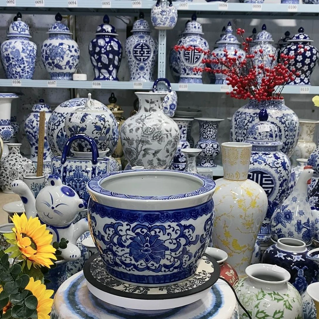 【闪购商品】摆件缠枝莲花盆14.16…………………………
