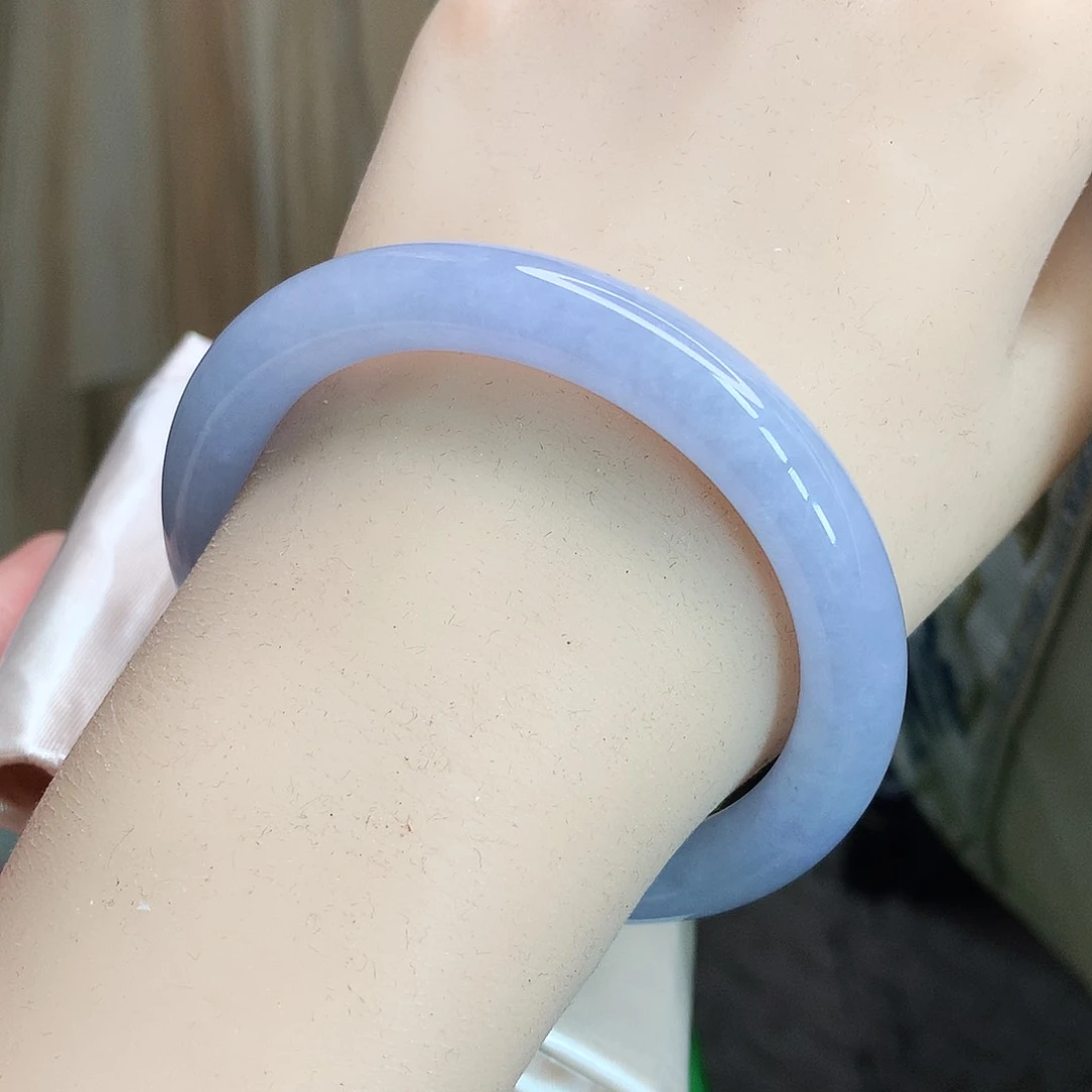 未镶嵌手镯翡翠56.5圈口紫罗兰圆条406