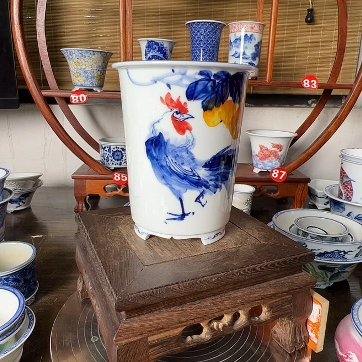 墨奈手绘陶瓷花盆