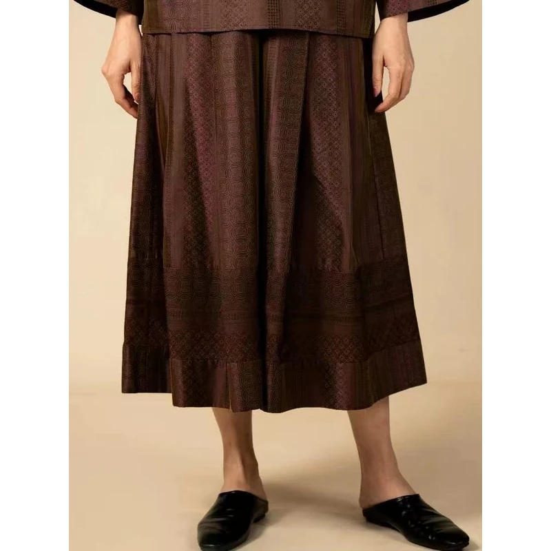 【栖香锦】满分桑蚕丝 色织 国风 新中式 秀款 垮裤