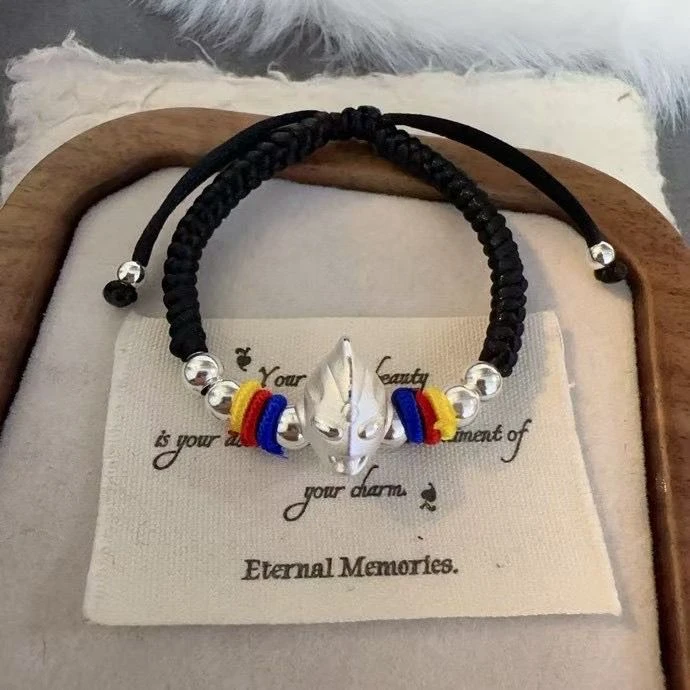 足银手链 迪迦奥特曼手链足银999手工编织纯银卡通儿童生日六一礼