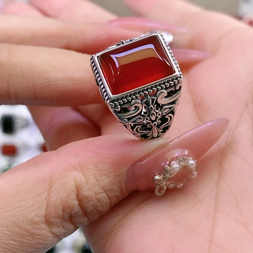 【闪购商品】银S925镶嵌戒指玛瑙/玉髓