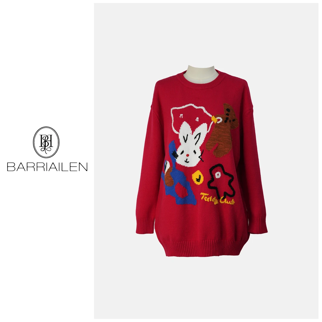 BARRIAILEN |  简约百搭红色卡通上衣-241386