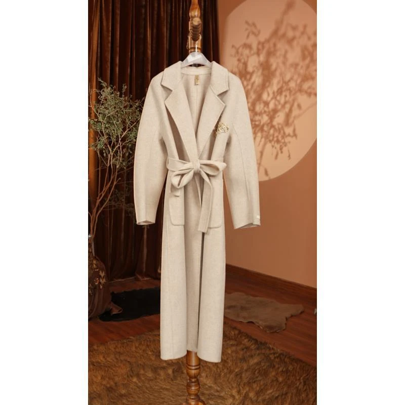 领骆驼绒大衣女士长款毛呢外套秋冬毛呢-878