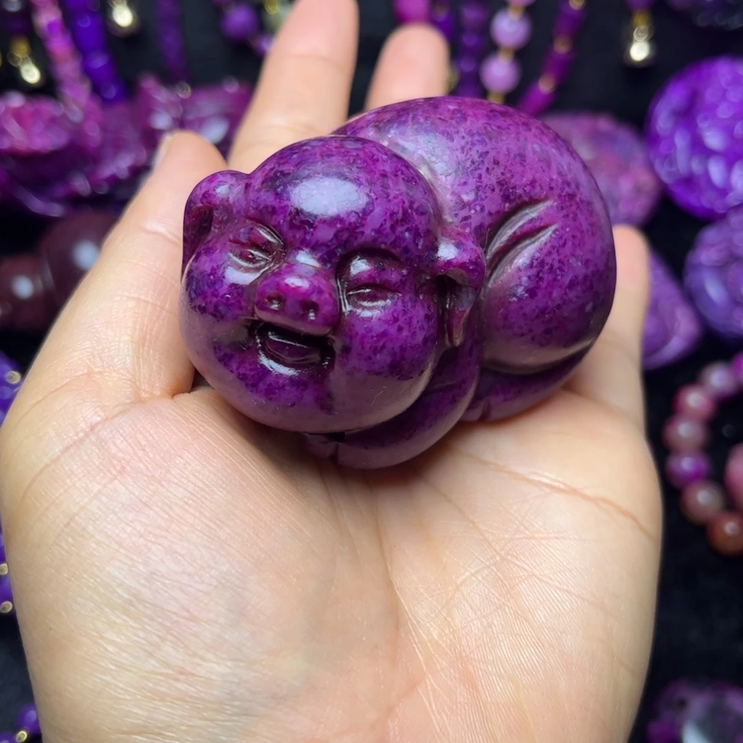 苍***行紫泥老油紫福猪摆件手把件