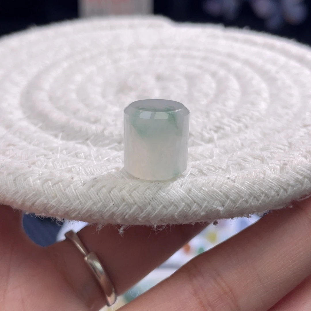 散珠翡翠特色冰飘绿花桶珠卡12.9-12.4mm