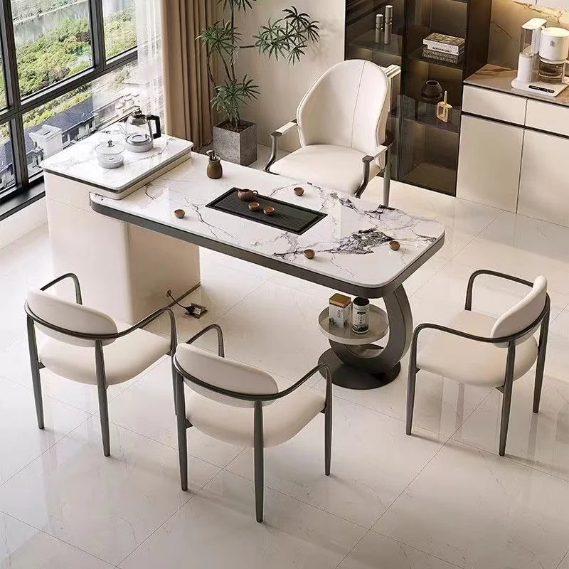 岩板阳台茶桌椅组合轻奢现代感烧水壶一体茶几客厅家用小茶桌