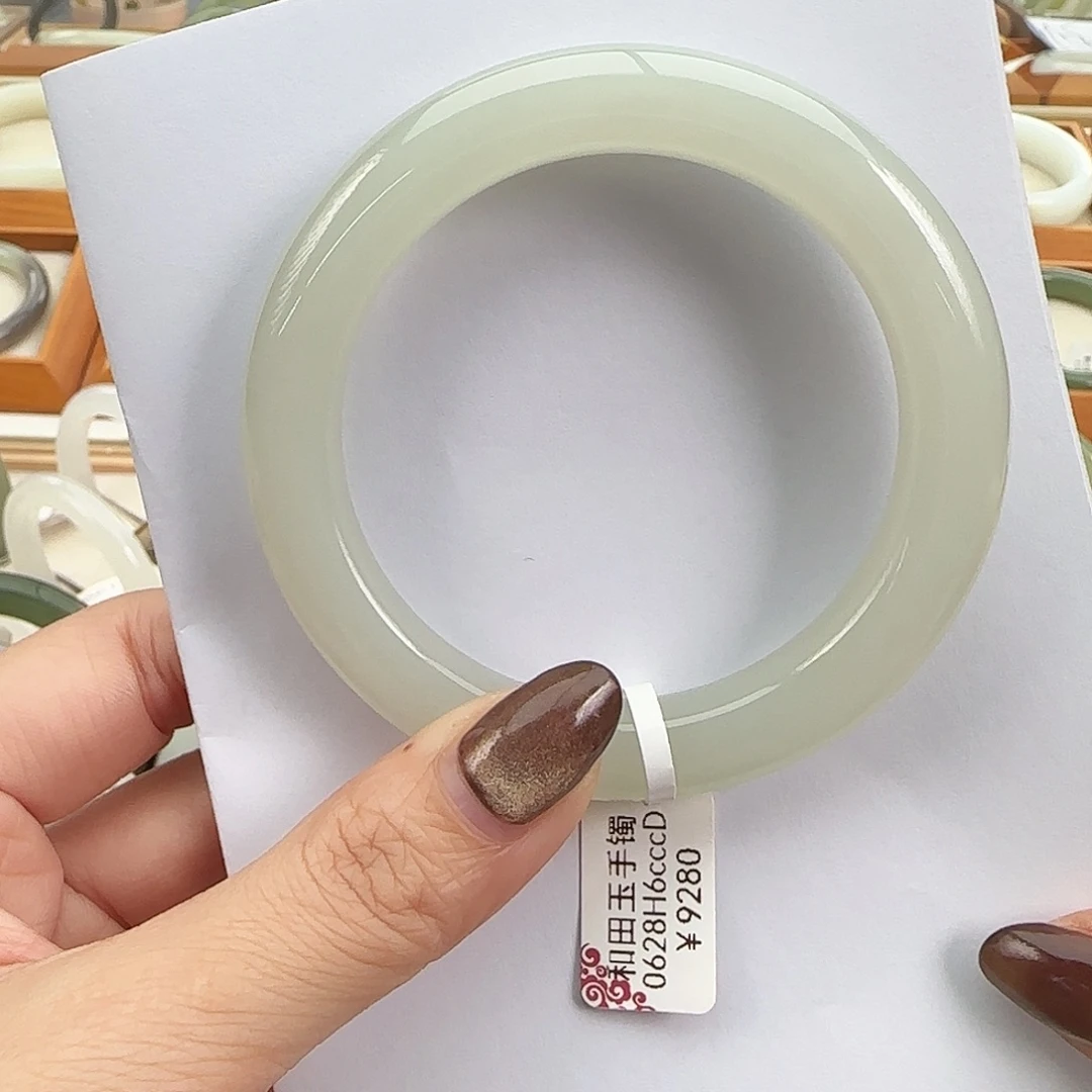 和田玉未镶嵌手镯高冰晴白正圈 60.3