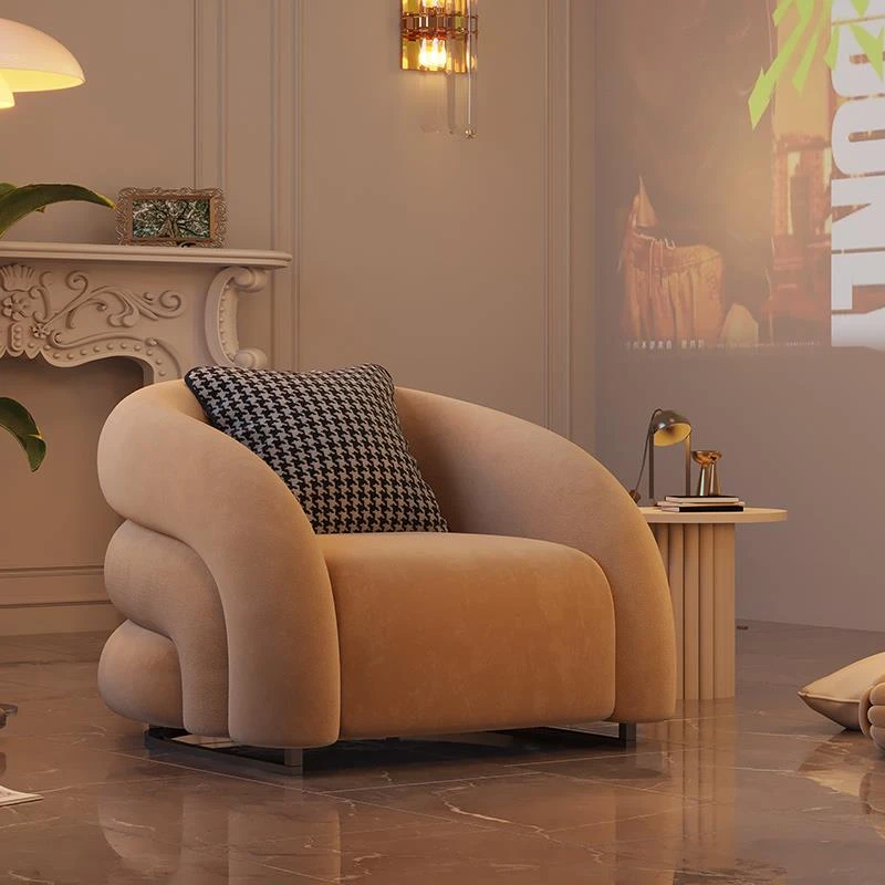 复古单人沙发椅小户型客厅阳台网红美容院民宿酒店设计师休闲椅