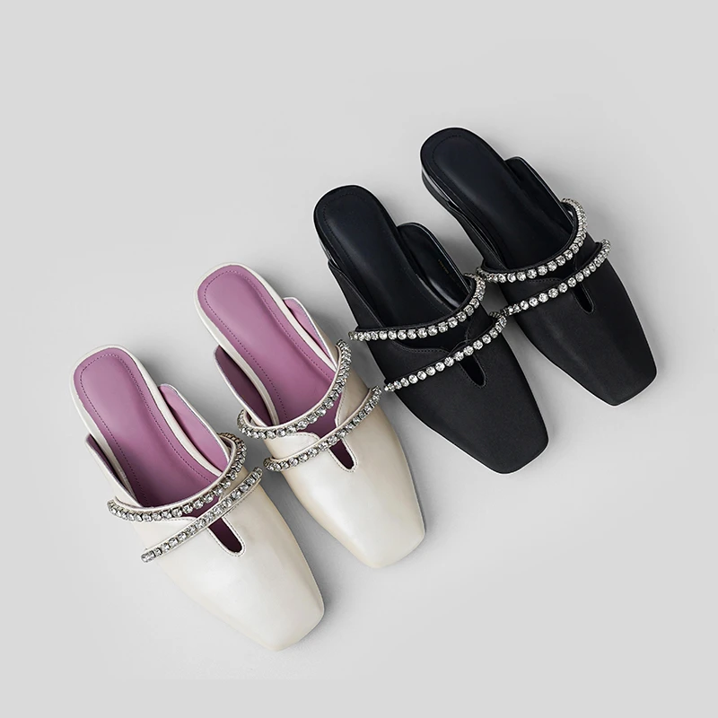 包头半拖鞋女鞋外穿高级感洋气2025今年流行鞋子夏季平底百搭轻奢