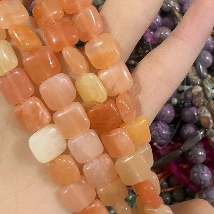 玛瑙/玉髓合金珠宝半成品一条10mm金丝玉正方形