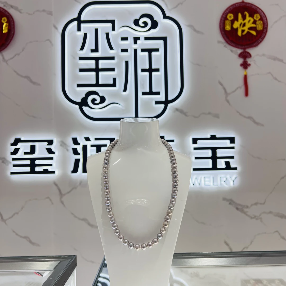 淡水无核喜马拉雅铂金灰8mm全珠链 时尚 百搭【多样性发货】