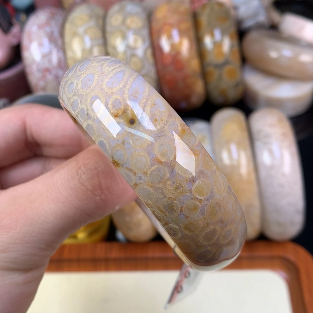 【闪购商品】颈饰未镶嵌硅化珊瑚（珊瑚玉）14号蓝心柠檬片56片圈