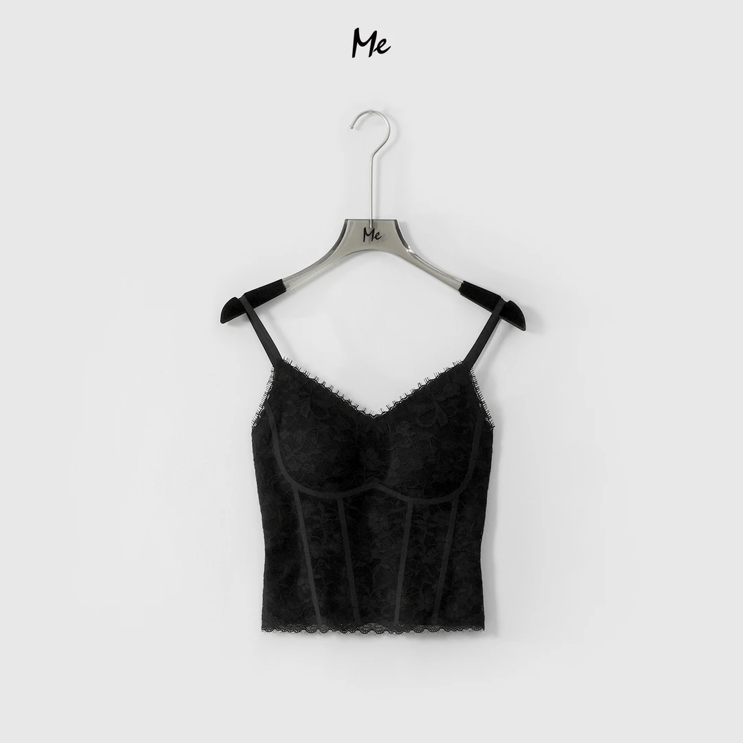 ME【蕾丝骨衣美背 （含胸垫）】立体鱼骨线显瘦时尚吊带背心MESS4922