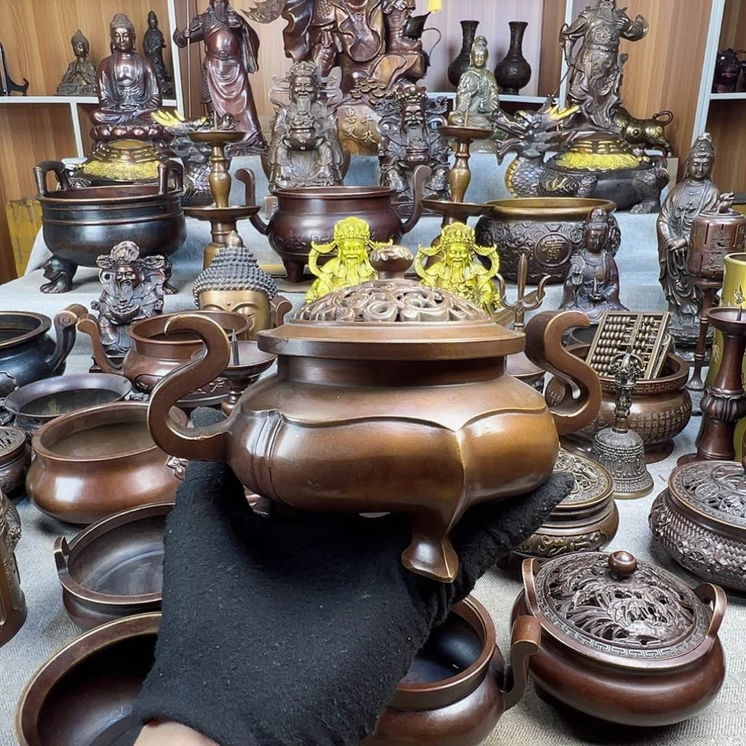 盧*铜香炉铜摆件铜工艺品风水摆件