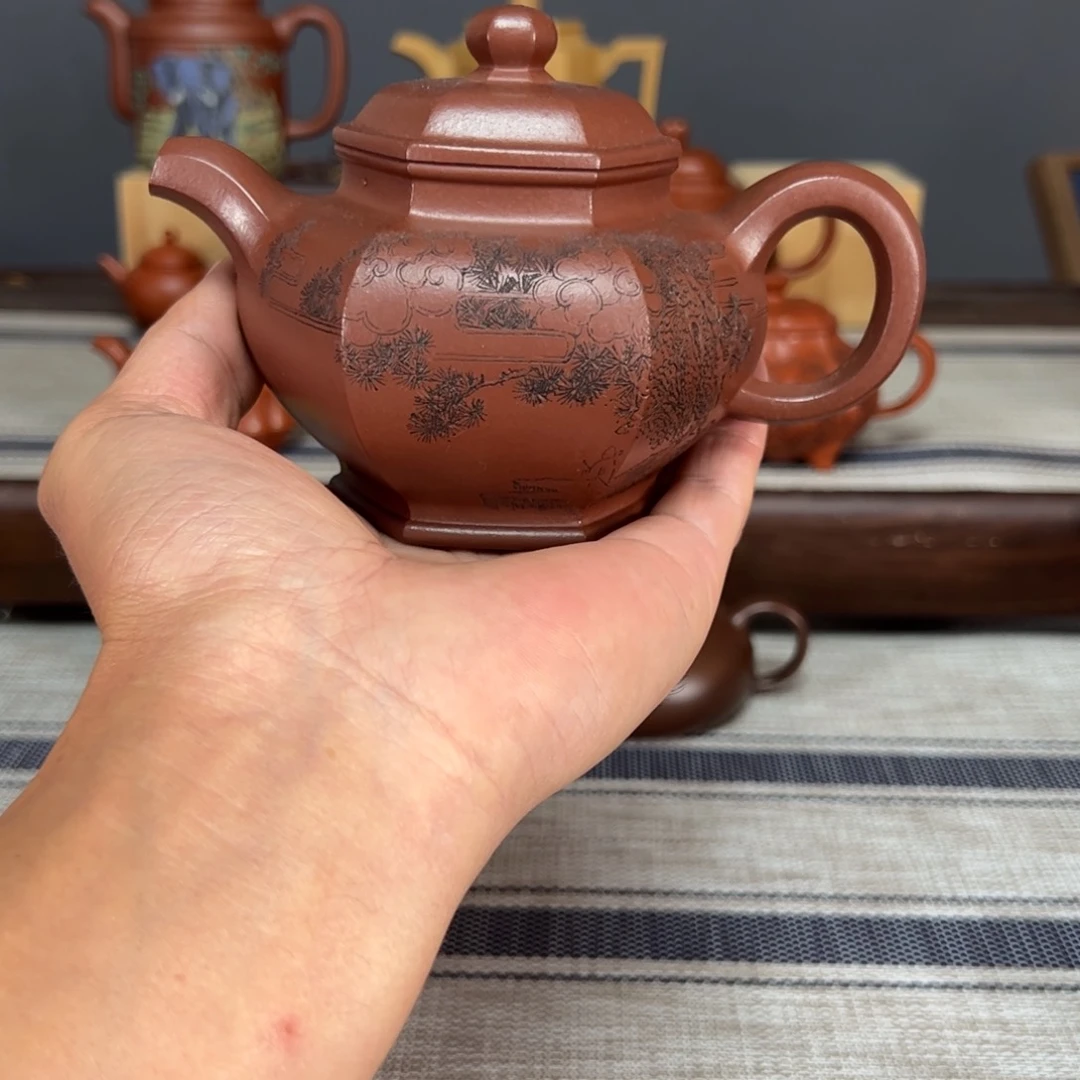 茶壶紫砂王*全手工六方掇只容量270c c