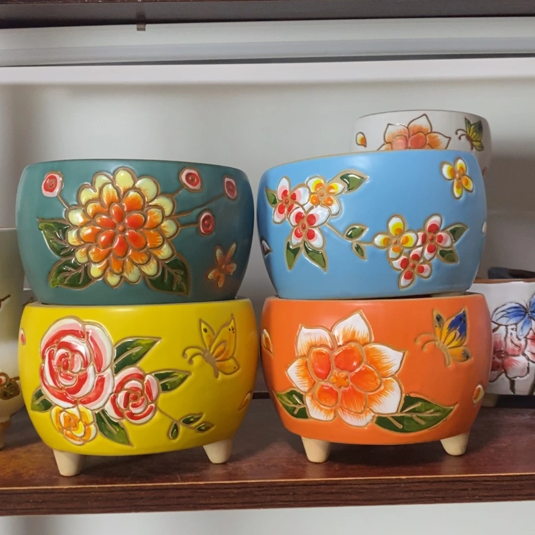 红陶韩式多肉植物花盆