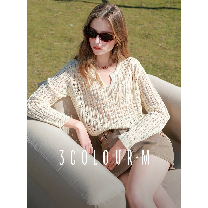 【黛一专属】D401DM204M00三彩2025春季新款游牧风镂空罩衫慵dbx