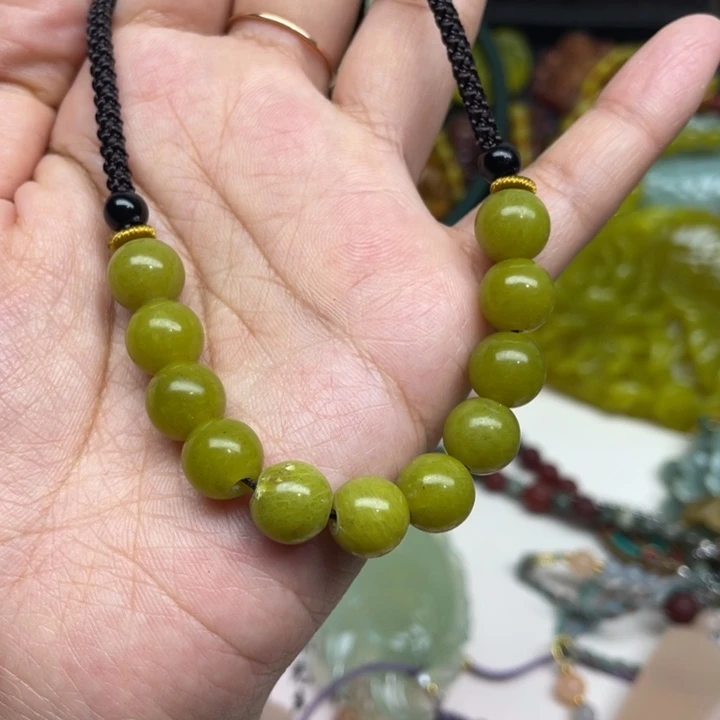 蛇纹石玉未镶嵌吊坠毛衣链锁骨链