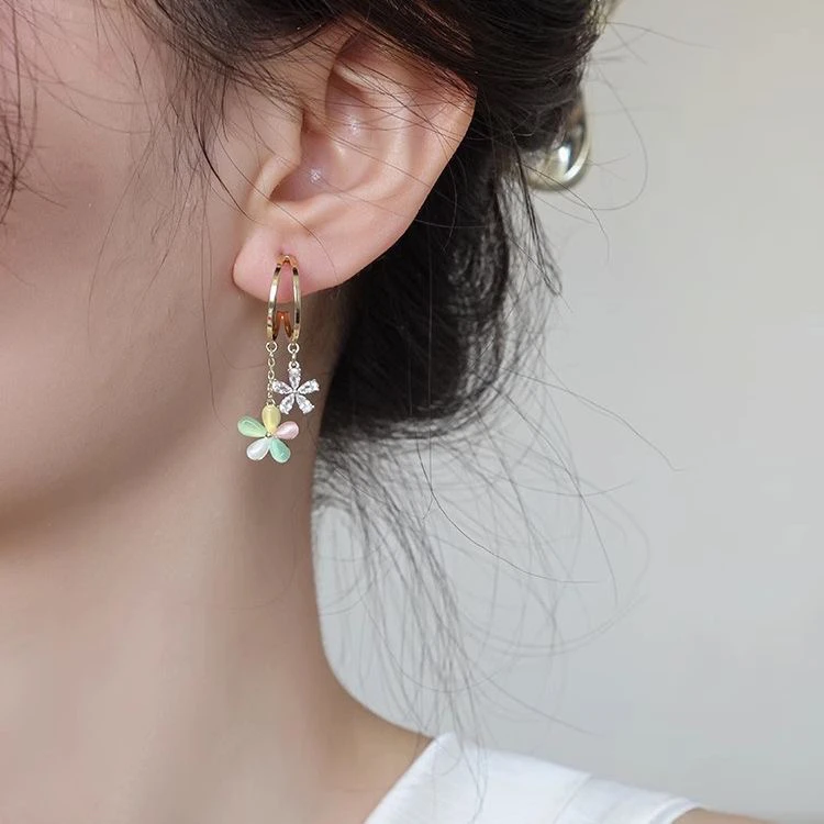 铜合金耳饰 长款小众ins高级耳饰女百搭高级感耳夹气质甜美简约