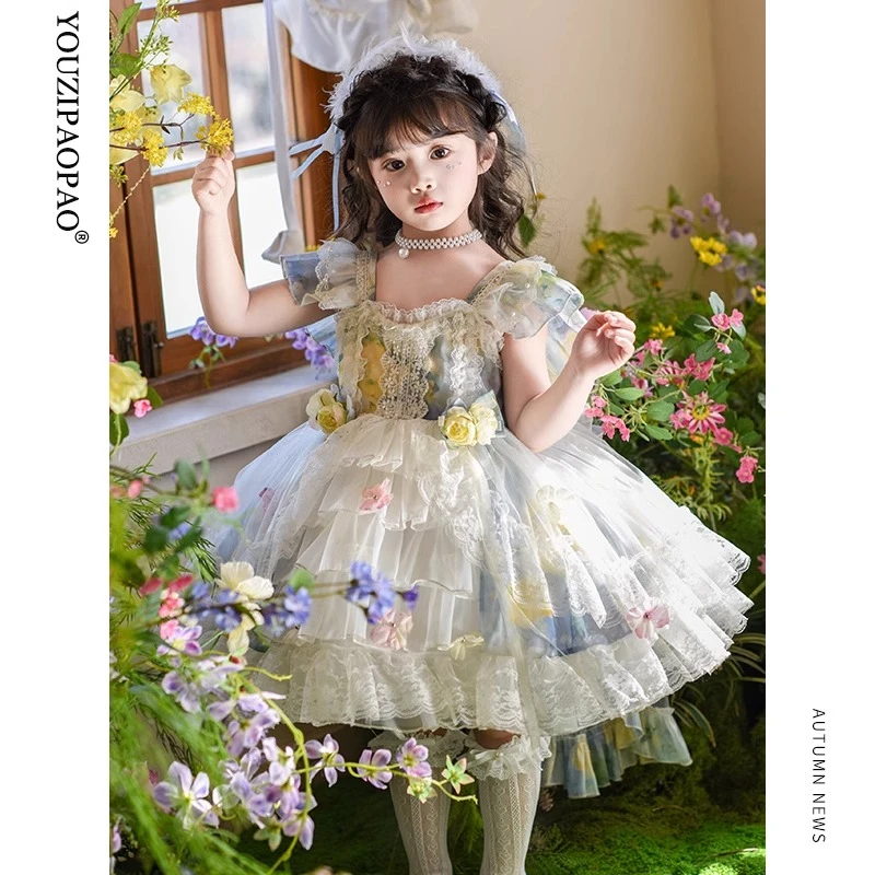 2025新款女童洛丽塔公主裙夏季女孩连衣裙少女儿童日常甜美优雅