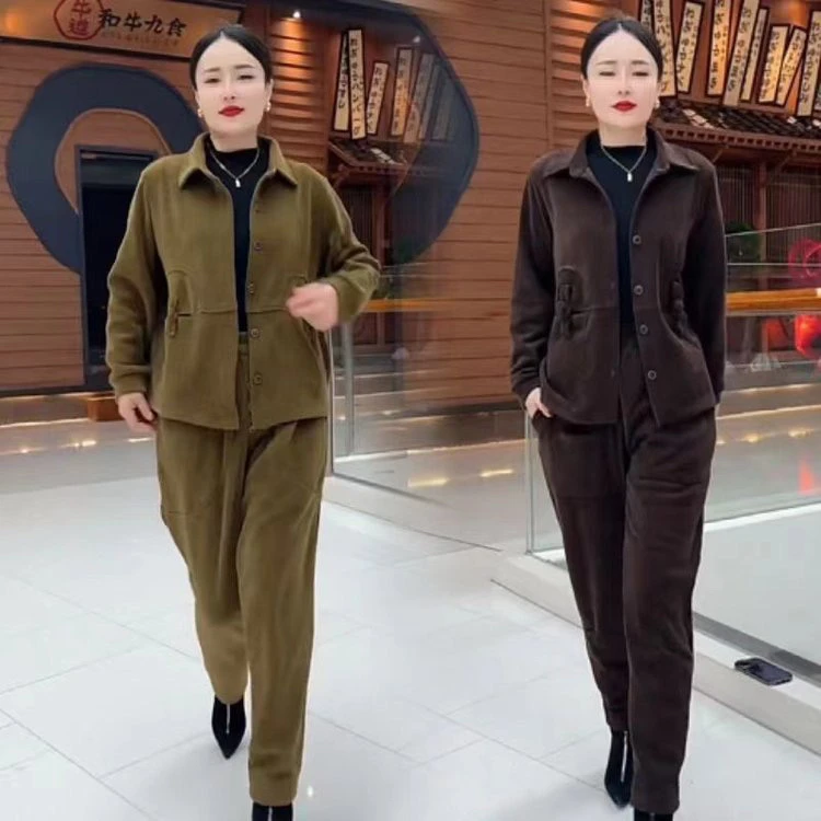秋季新款中老年妈妈盘扣时尚百搭宽松套装春秋