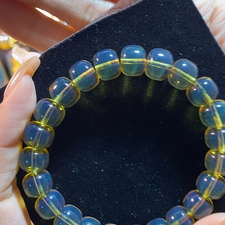 蓝珀未镶嵌珠宝奇石墨西哥蓝珀老型手串10