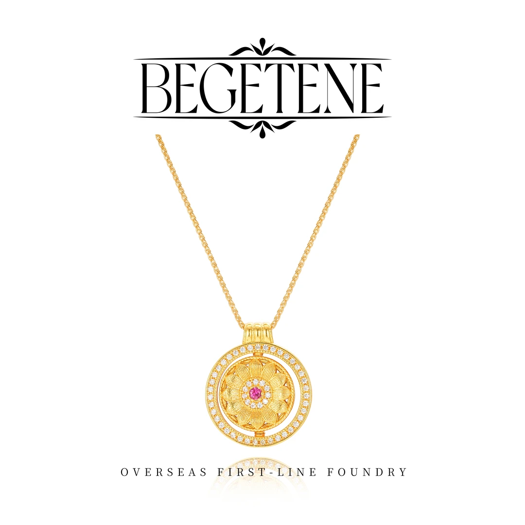 BEGETENE★镀K金 太阳花窗古法百搭项链 G0299