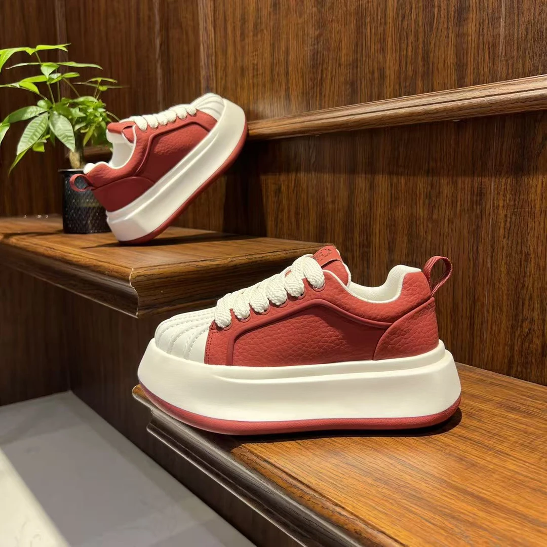 2025秋季运动休闲鞋时尚休闲鞋低帮增高透气拼色素面图案潮流百搭