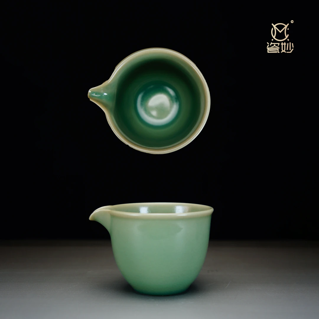 瓷妙汝瓷张公巷复烧青绿釉鸡心公道杯原矿玛瑙入釉汝州原产地发货